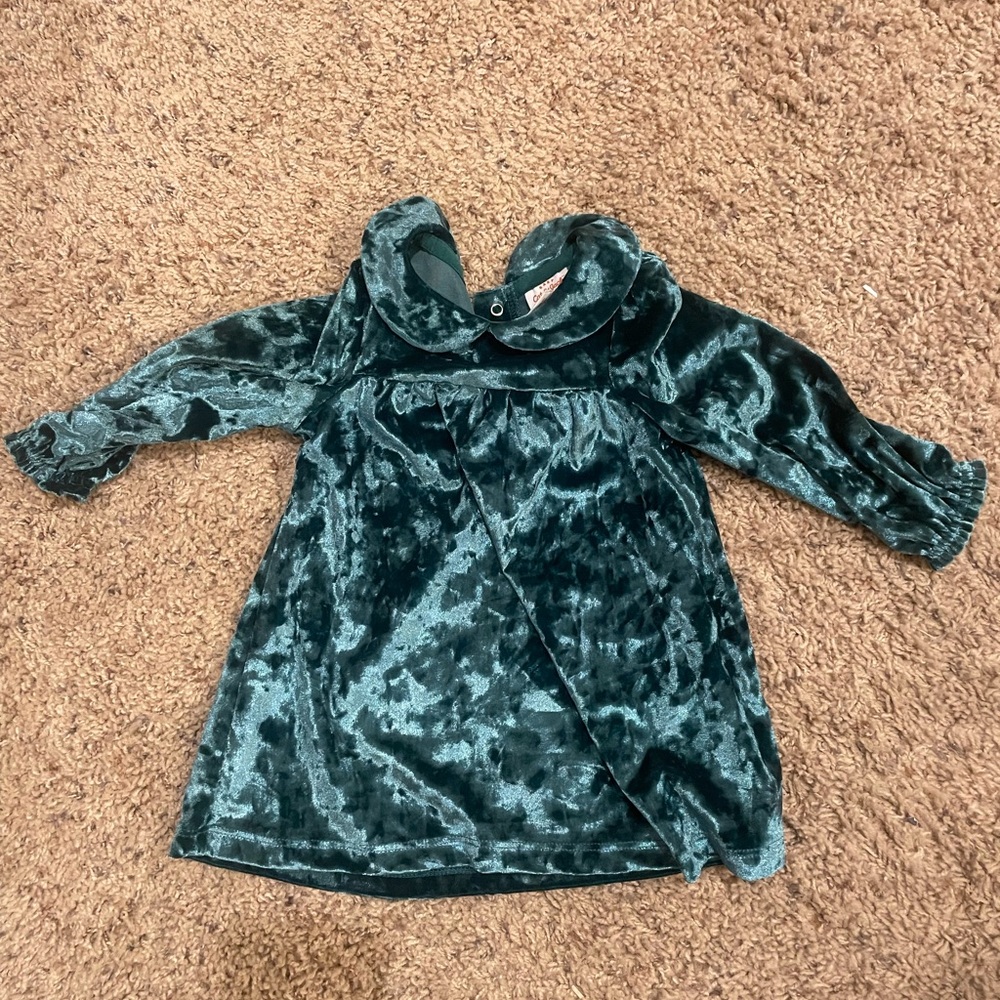Cat & Jack Teal Velvet Baby Dress